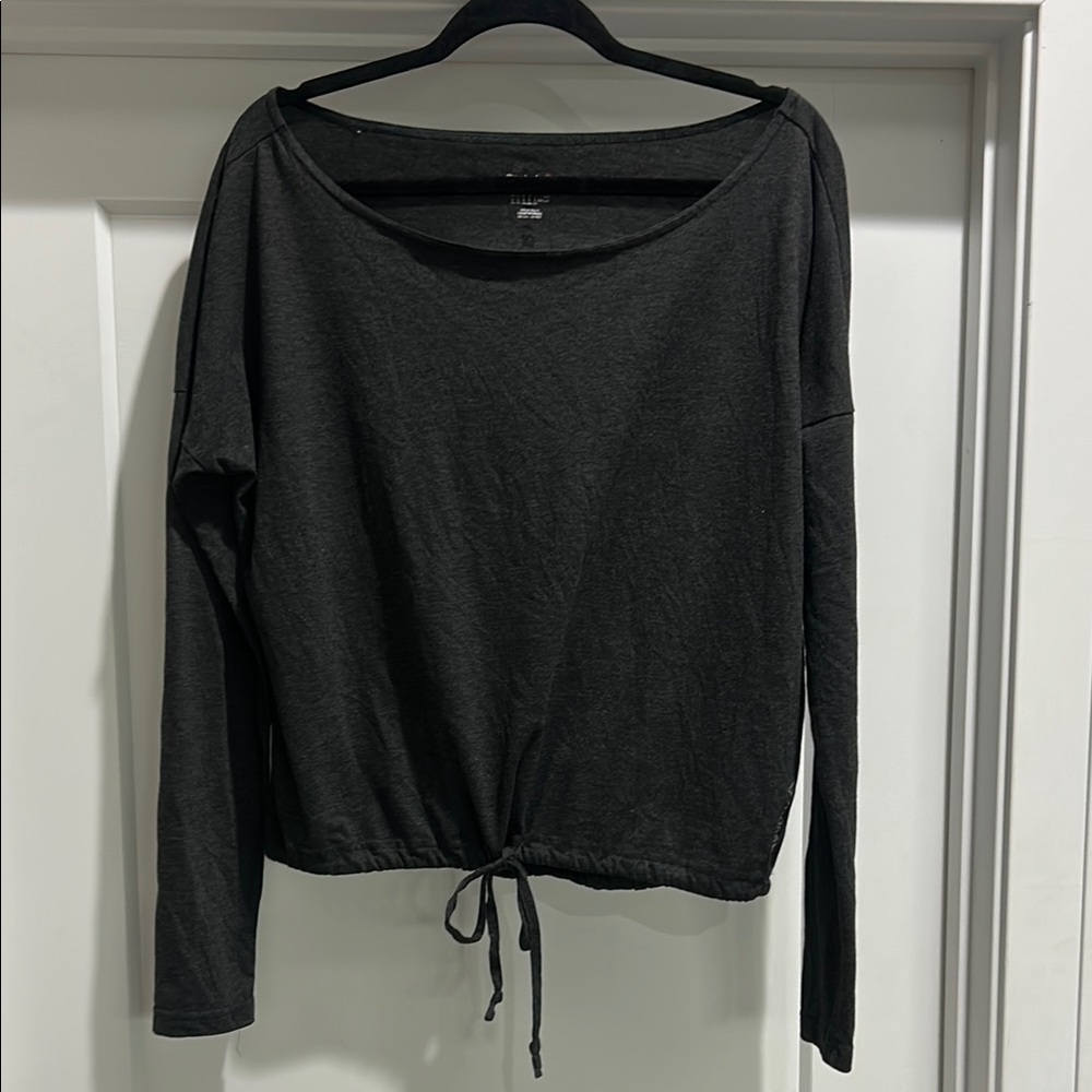 Reebok Gray Long Sleeve Tie Front top
